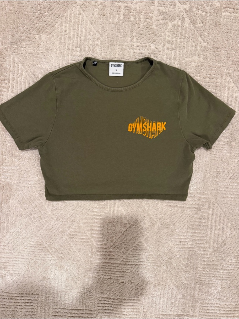 Gymshark Olive Green Tee with Yellow Logo Accent